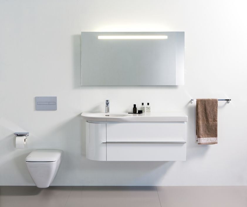 Тумба под раковину  Laufen  Case for Palace  4.0153.2.075.548.1    84,1 см, 2 ящика справа, 1 дверца слева, дуб антрацит,  для 8.1670.2