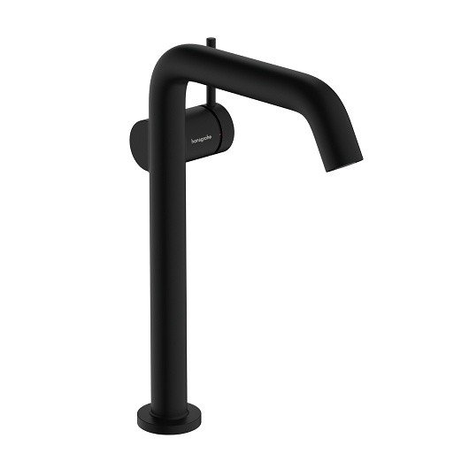Однорычажный смеситель для раковины Hansgrohe Tecturis S 73370670 с CoolStart, с EcoSmart+, со сливным гарнитуром, цвет Чёрный матовый
