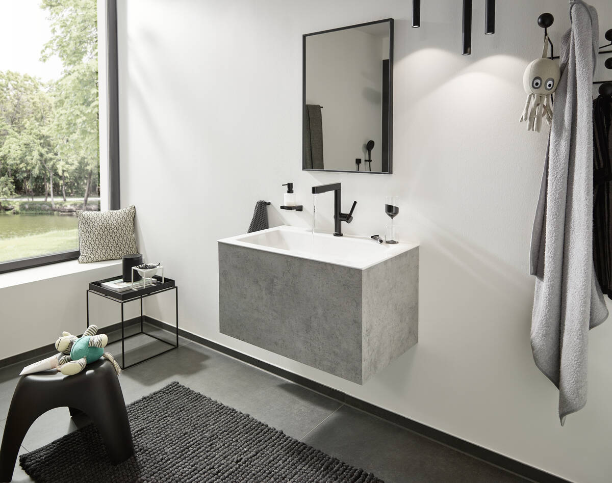 Смеситель для раковины однорычажный HANSGROHE Finoris 76063700 230 мм, с вытяжным душем 2jet, со сливным клапаном Push-Open, белый матовый
