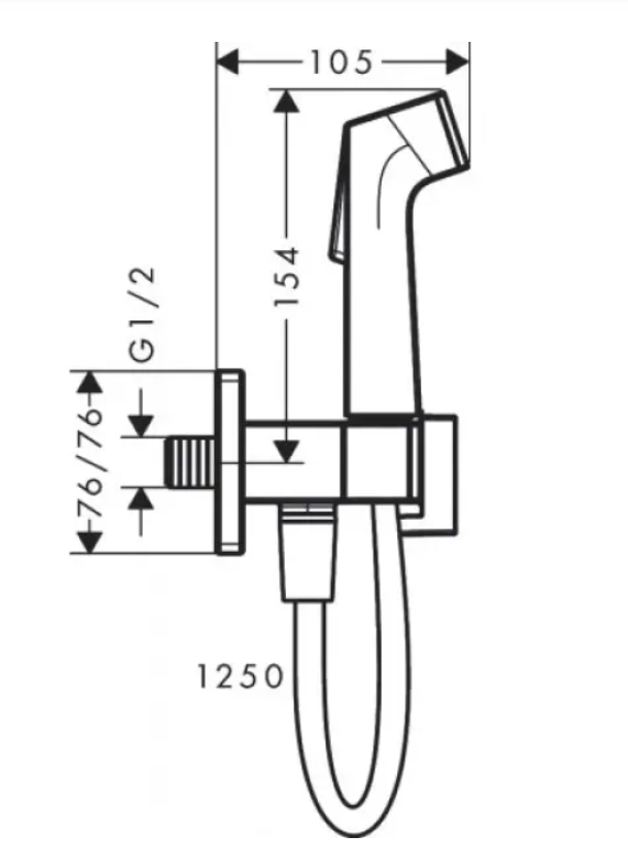 Гигиенический комплект HANSGROHE Bidette Е 1 jet 29231000 со шлангом и держателем, цвет Хром