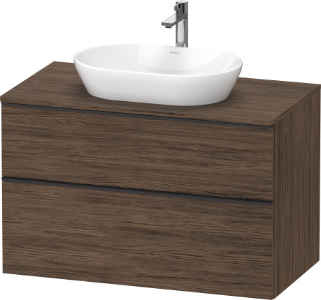 Тумба подвесная под раковину DURAVIT D-Neo DE496802121 550 мм х 1000 мм, с двумя выдвижными ящиками и консолью, орех тёмный