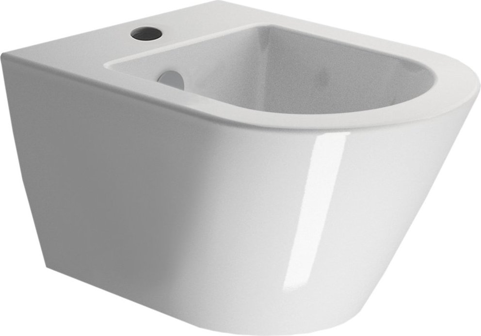 Биде подвесное GSI KUBE X 9464FR5111 500 мм х 360 мм, с отверстием под смеситель, с переливом, с креплением, цвет Белый глянцевый (старый артикул 9464111/  9464FR2111)