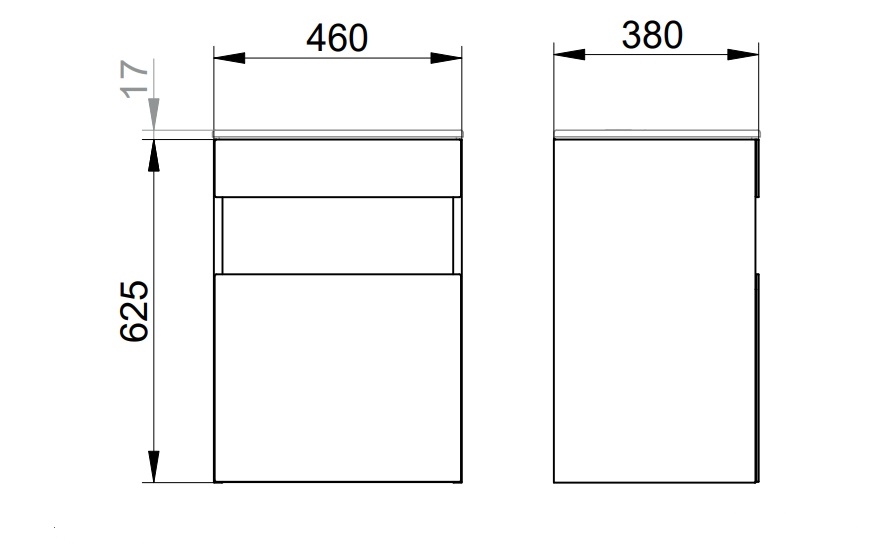 Тумба под раковину с освещением KEUCO STAGELINE 32822 970102 380 мм х 460 мм х 625 мм, с 1 дверцей, петли справа, с сифоном, вулканит/вулканит