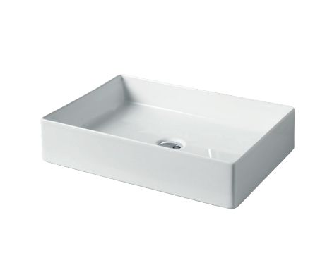 Раковина накладная ARTCERAM SCALINO SCL002 01 00 550 мм х 380 мм, без отверстия под смеситель, без перелива, белый глянцевый