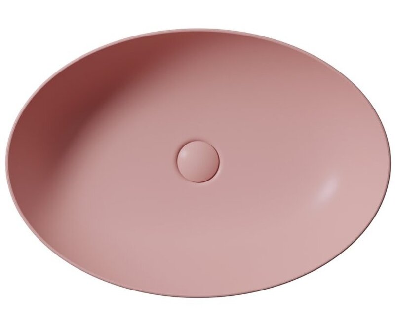 Раковина-чаша накладная GSI PURA 8842PVC24 600 мм х 420 мм, без отверстия под смеситель, без перелива, с донным клапаном, цвет матовый Blush