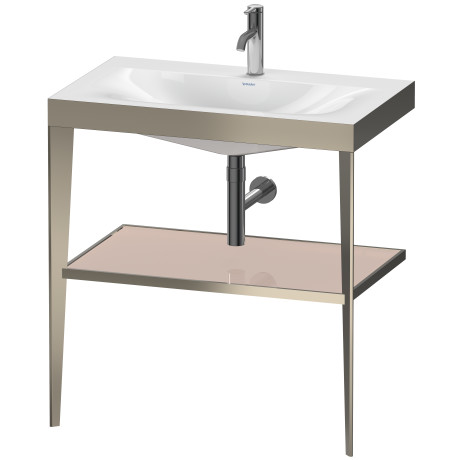 Напольная консоль DURAVIT XViu/C-bonded XV4715OB110 800 мм х 850 мм, с умывальником Viu, 1 отверстие под смеситель, с полкой, матовое шампанское/абрикосово-жемчужный