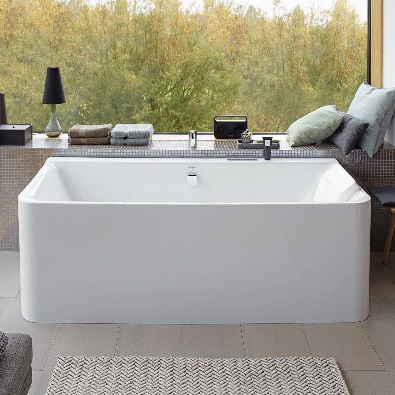 Акриловая ванна Duravit P3 Comforts 700381000000000 1800 х 800 c двумя наклонами для спины, с бесшовной акриловой панелью и рамой, пристенный вариант, белая (изделие снято с производства)