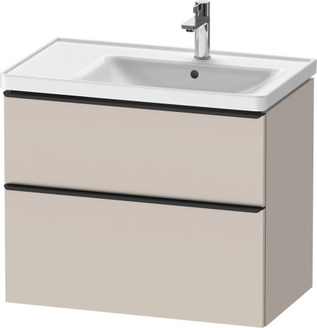 Тумба подвесная под раковину DURAVIT D-Neo DE435809191 784 мм х 452 мм, с выдвижным ящиком и выдвижным отделением, серо-коричневый матовый