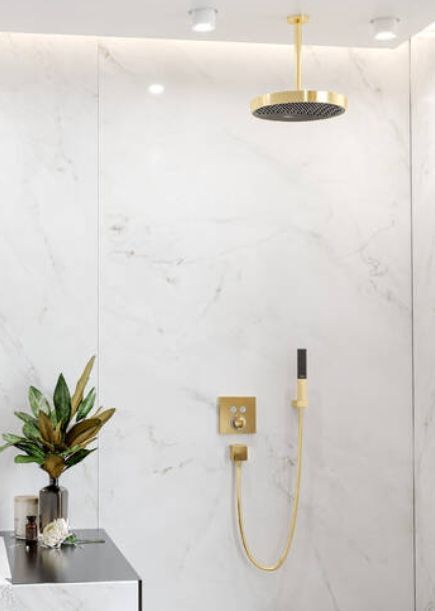 Потолочный держатель для верхнего душа HANSGROHE 27389140 300 мм, цвет Шлифованная бронза