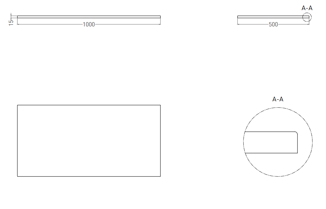 Столешница прямоугольная SALINI COSTA 200122M 1000х500х15мм, S-Stone, цвет Белый матовый