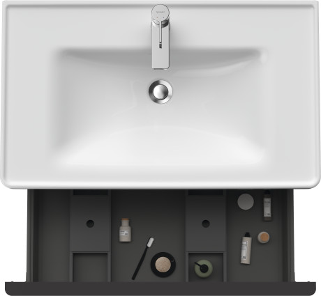 Тумба подвесная под раковину DURAVIT D-Neo DE425502121 784 мм х 452 мм, с одним выдвижным ящиком, орех тёмный