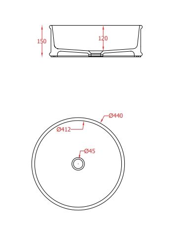 Раковина круглая накладная ARTCERAM ATELIER ATL001 17 00 440 мм х 440 мм, без отверстия под смеситель, без перелива, чёрный матовый