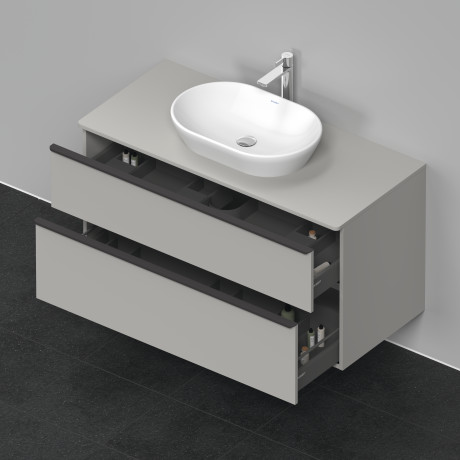 Тумба подвесная под раковину DURAVIT D-Neo DE496900707 1200 мм х 550 мм, с 2 выдвижными ящиками и консолью, бетонно-серый матовый