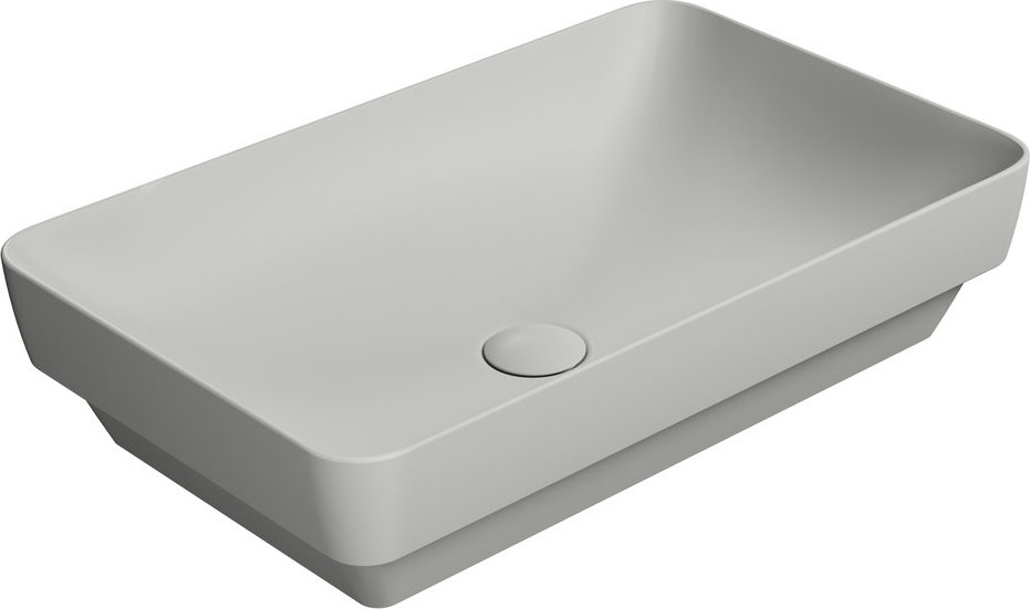 Раковина накладная GSI PURA 883717 600 мм х 380 мм, без отверстия под смеситель, без перелива, цвет Cenere Matte