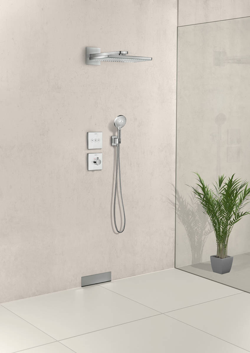 Верхний душ с настенным держателем Hansgrohe Rainmaker Select 24005400 Хром/Белый