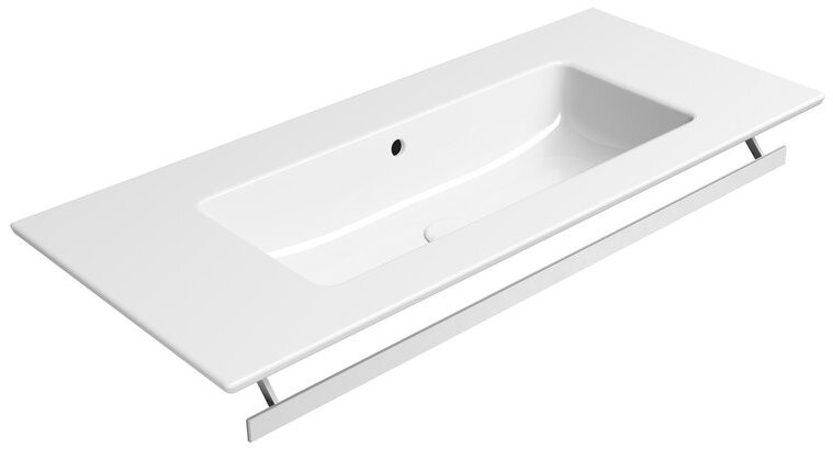Раковина накладная/подвесная GSI PURA 8886011 1020 мм х 460 мм, без отверстия под смеситель, с переливом, без крепежа, цвет Белый глянцевый