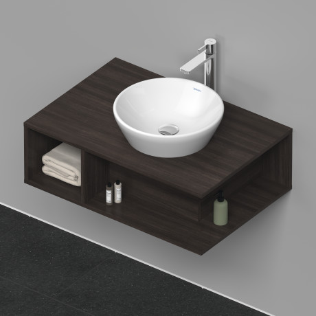 Тумба подвесная под раковину DURAVIT D-Neo DE495805353 800 мм х 550 мм, с консолью, с открытой полкой слева, каштан тёмный