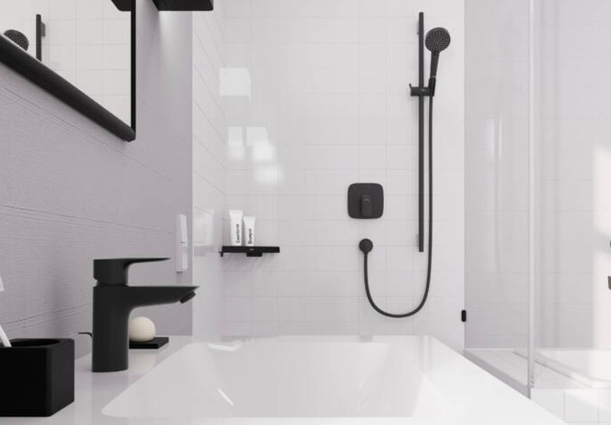 Душевой гарнитур HANSGROHE Vernis Blend 26423670 с ручным душем, с EcoSmart, цвет Чёрный матовый