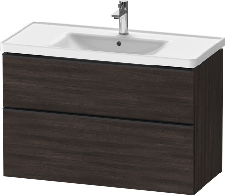 Тумба подвесная под раковину DURAVIT D-Neo DE435605353 984 мм х 452 мм, с выдвижным ящиком и выдвижным отделением, каштан тёмный