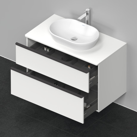 Тумба подвесная под раковину DURAVIT D-Neo DE4968041818 550 мм х 1000 мм, с двумя выдвижными ящиками и консолью, белый матовый