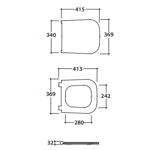 Сиденье для укороченного унитаза GLOBO STONE ST024BI 415 мм х 369 мм, съёмное, с Soft-Close, белый глянцевый