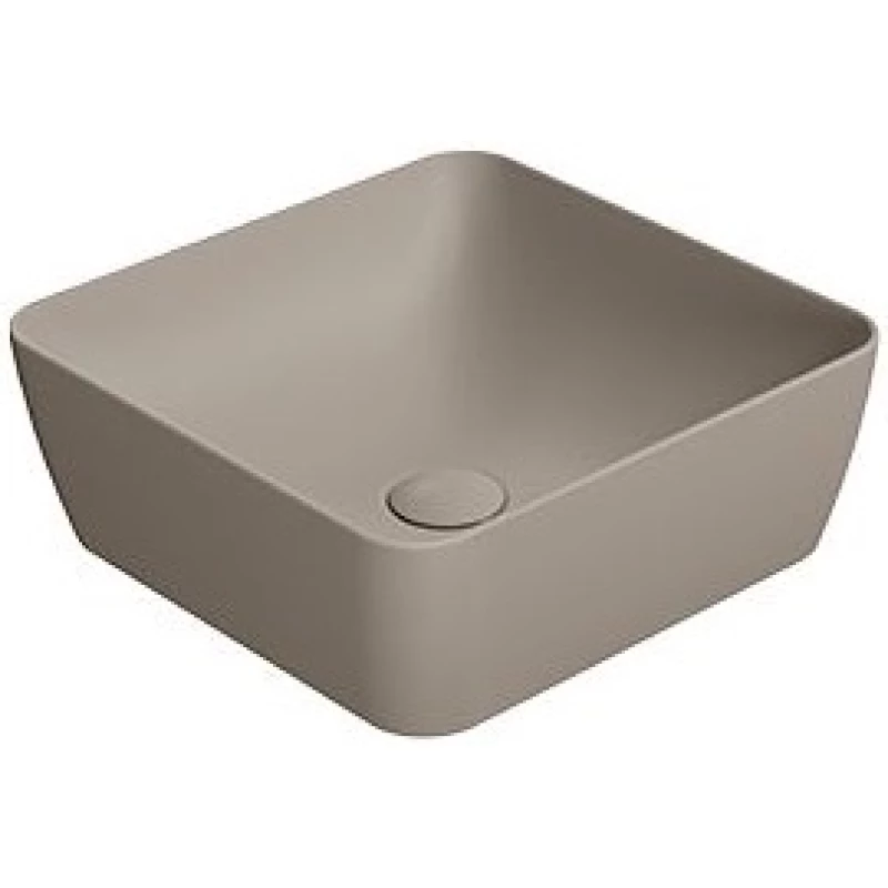 Раковина накладная квадратная GSI NUBES 903805 380 мм х 380 мм, без отверстия под смеситель, без перелива, цвет Tortora Matte