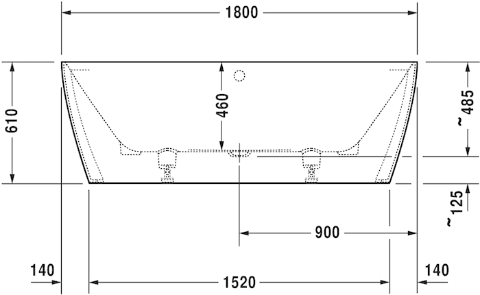 Ванна из композитного материала пристенная Duravit DuraSquare 700429000000000 1800 х 800