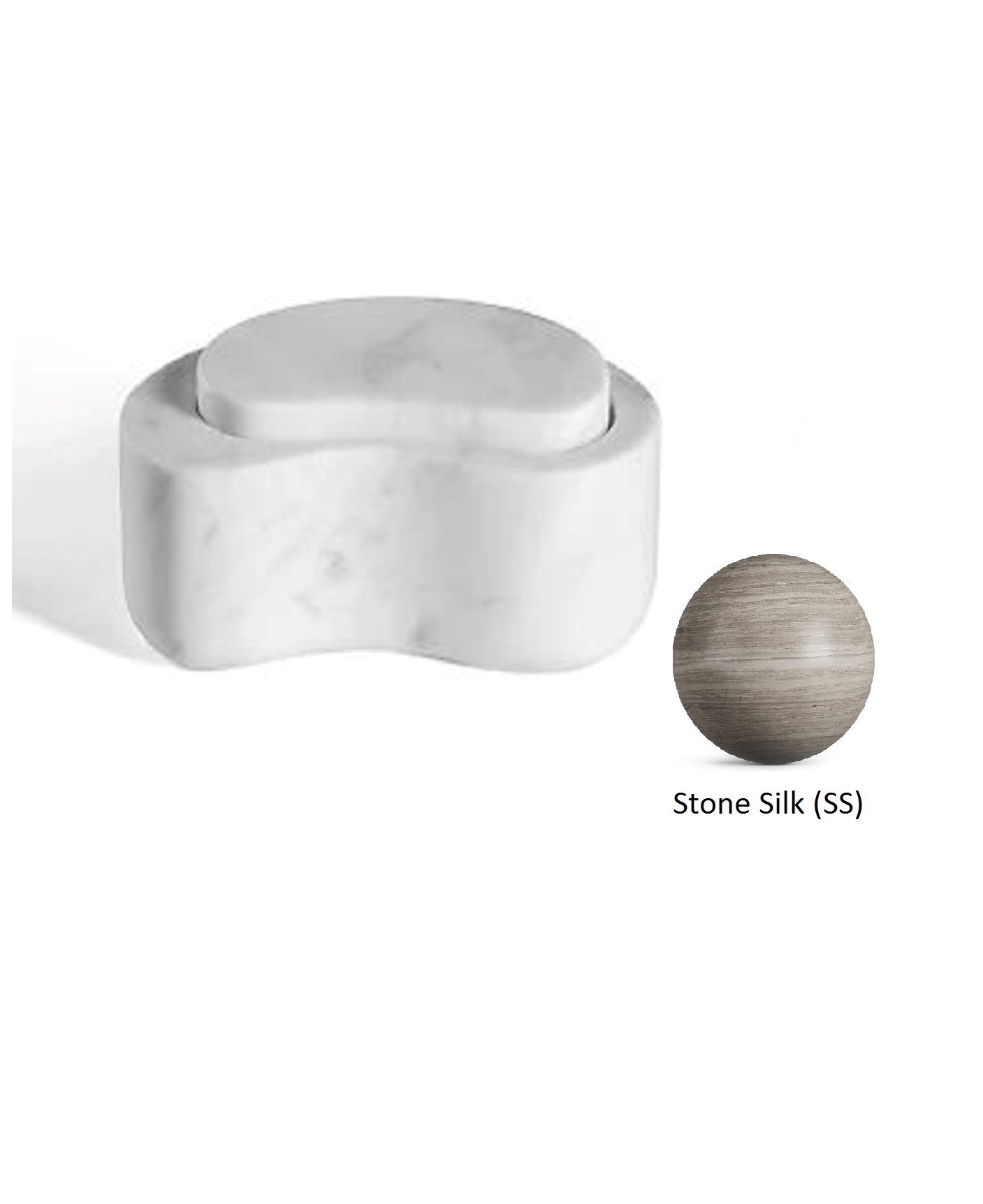 Контейнер с крышкой настольный  DEA DESIGN  MIA fagiolo   DD1655 SS   150х92хh85 мм, из мрамора, цвет Stone Silk (SS)