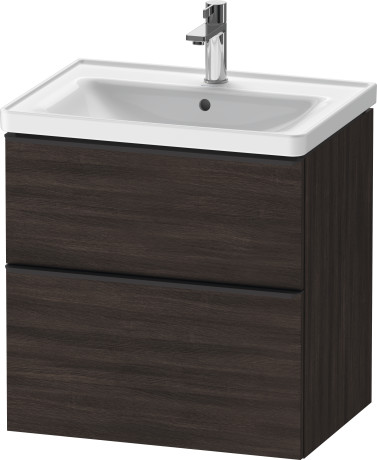 Тумба подвесная под раковину DURAVIT D-Neo DE435405353 634 мм х 452 мм, с выдвижным ящиком и выдвижным отделением, каштан тёмный