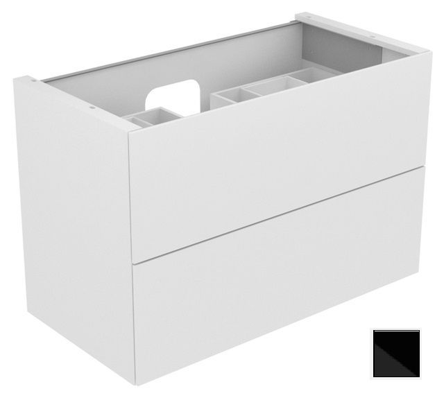 Тумба подвесная под раковину KEUCO EDITION 11 31352 570000 с двумя выдвижными фронтами, корпус матовый лак/фасад глянцевое стекло, чёрный