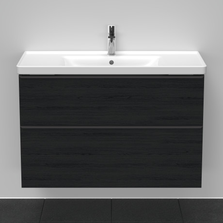 Тумба подвесная под раковину DURAVIT D-Neo DE435601616 984 мм х 452 мм, с выдвижным ящиком и выдвижным отделением, чёрный дуб
