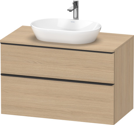 Тумба подвесная под раковину DURAVIT D-Neo DE496803030 550 мм х 1000 мм, с двумя выдвижными ящиками и консолью, натуральный дуб