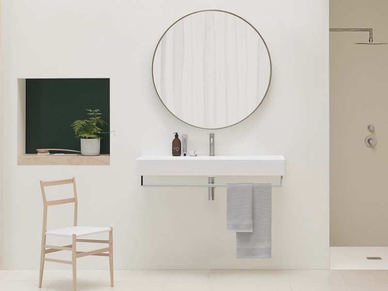 Раковина накладная/подвесная GSI KUBE X 9424111 1200 мм х 470 мм, с 1 отверстием под смеситель, с переливом, без крепежа, цвет Белый глянцевый