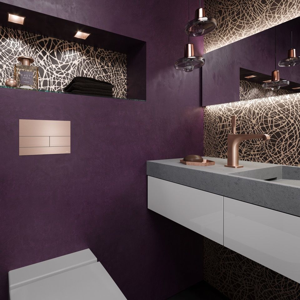 Панель смыва с двумя клавишами TECE TECEsquare II 9240840 Красный позолоченный сатин