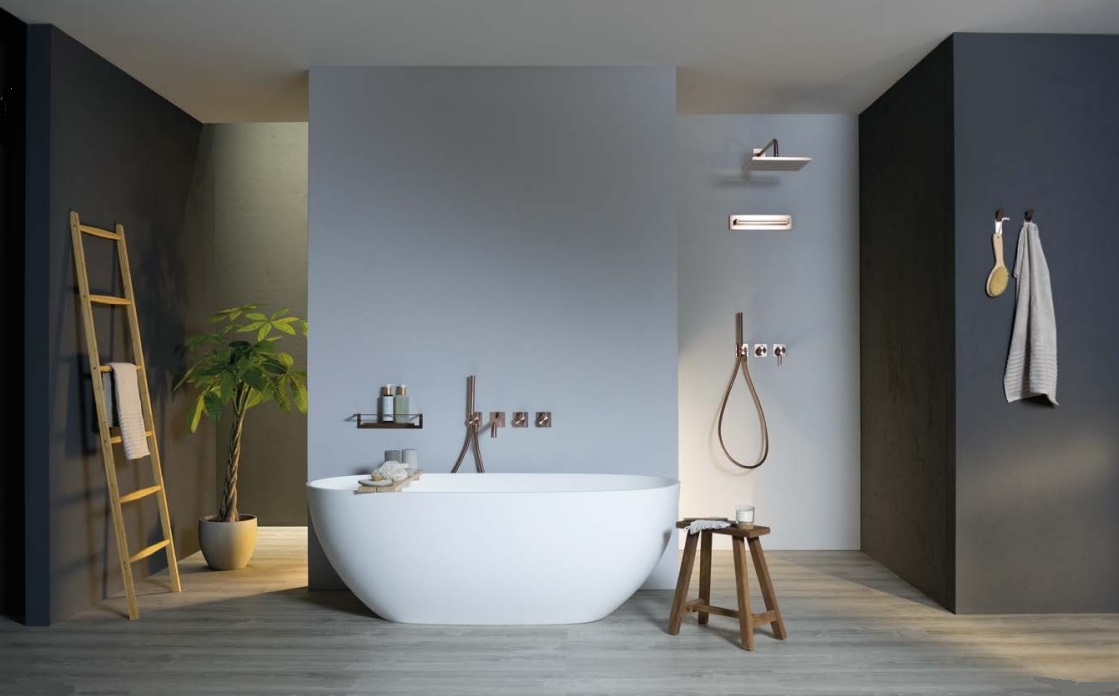 Держатель настенный для верхнего душа ALMAR Universal E021116.HB 420 мм, с квадратным отражателем, цвет Латунь брашированная