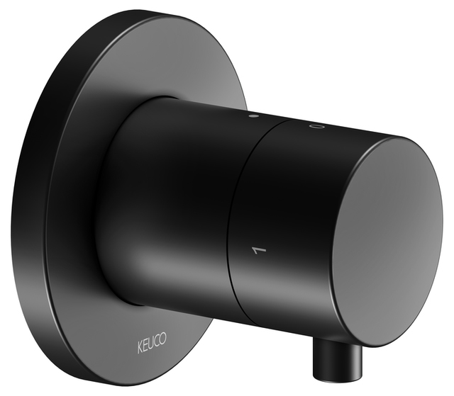 Запорный вентиль с переключателем на 2 потребителя  KEUCO IXMO 59557 371001 с рукояткой IXMO Comfort, с круглой розеткой, чёрный матовый