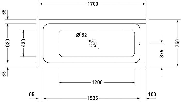 Акриловая встраиваемая ванна Duravit D-Code 700099000000000 1700 х 750
