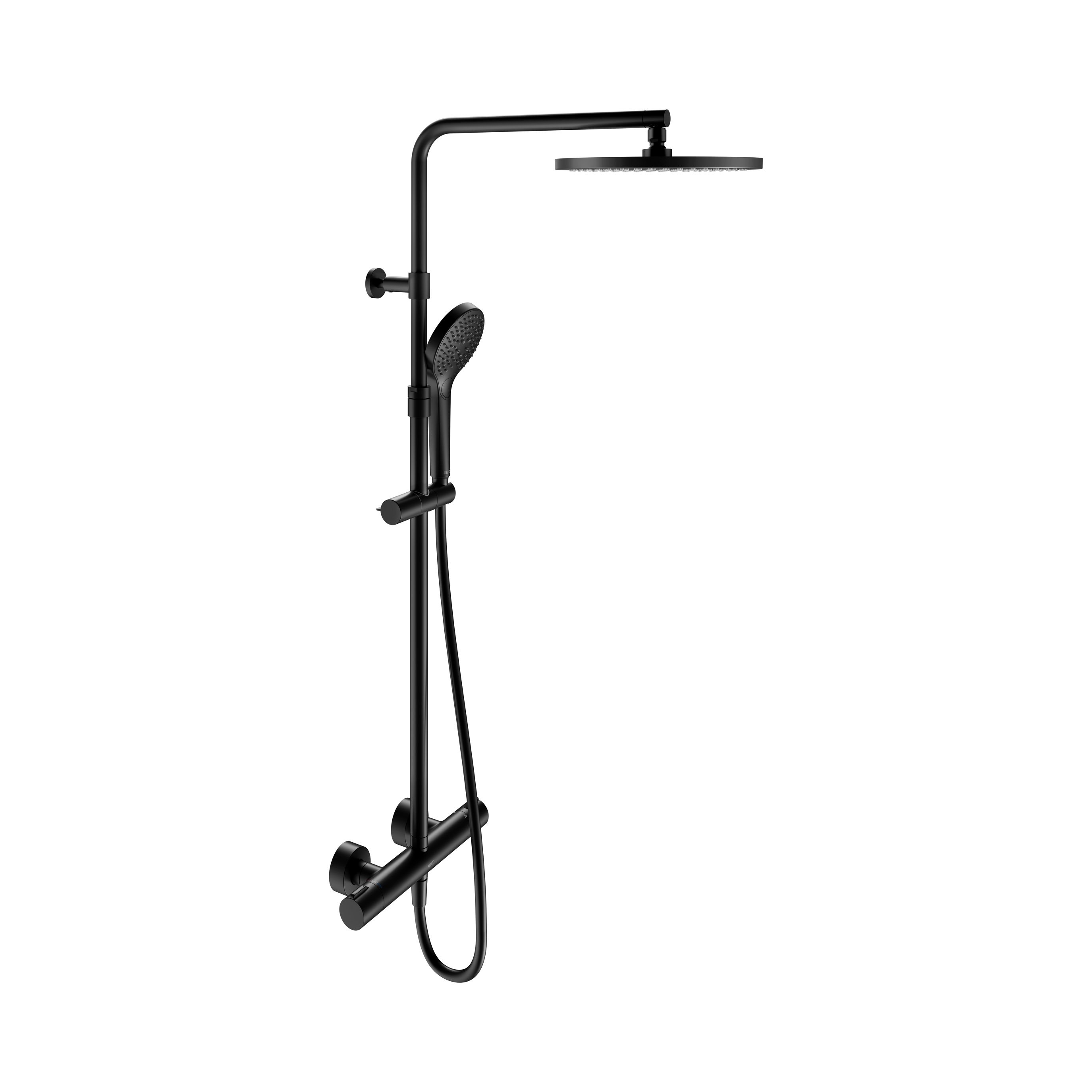 Душевая система с термостатом KEUCO PLAN BLUE 53926 372321 с верхним и ручным душем и шлангом, цвет Чёрный матовый
