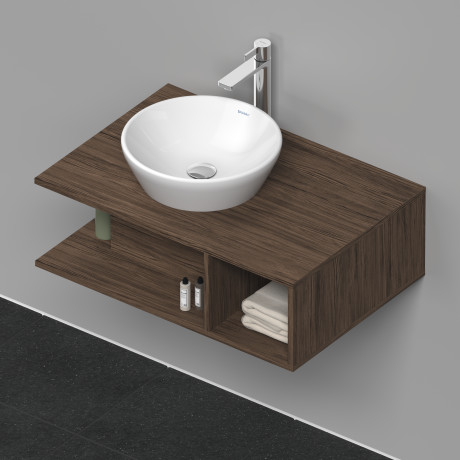 Тумба подвесная под раковину DURAVIT D-Neo DE492802121 800 мм х 550 мм, с консолью, с открытой полкой справа, орех тёмный
