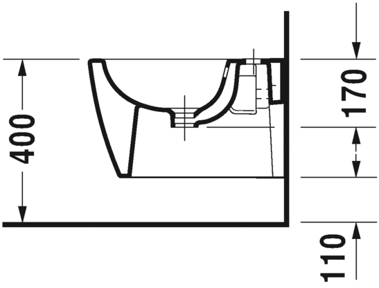 Подвесное биде Duravit ME by Starck 22901500001 с переливом, с покрытием WonderGliss, белое