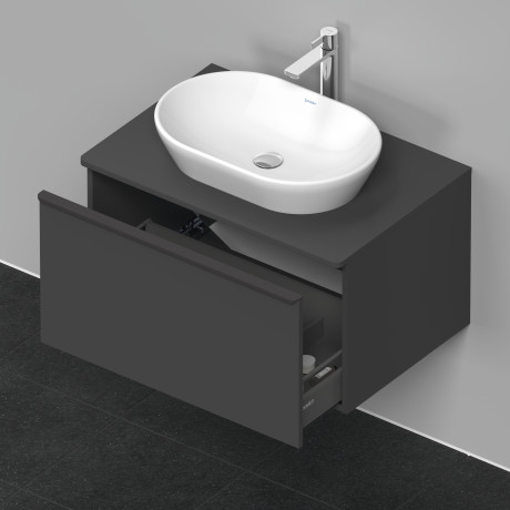 Тумба подвесная под раковину DURAVIT D-Neo DE494704949 800 мм х 550 мм, с консолью, с одним выдвижным ящиком, графит матовый