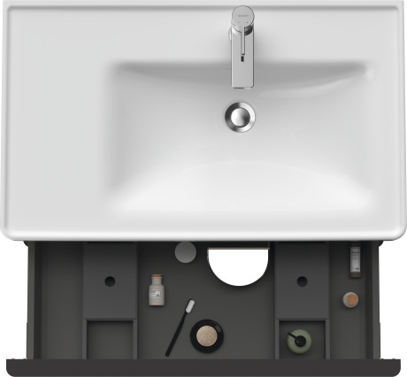 Тумба подвесная под раковину DURAVIT D-Neo DE435804343 784 мм х 452 мм, с выдвижным ящиком и выдвижным отделением, базальт матовый