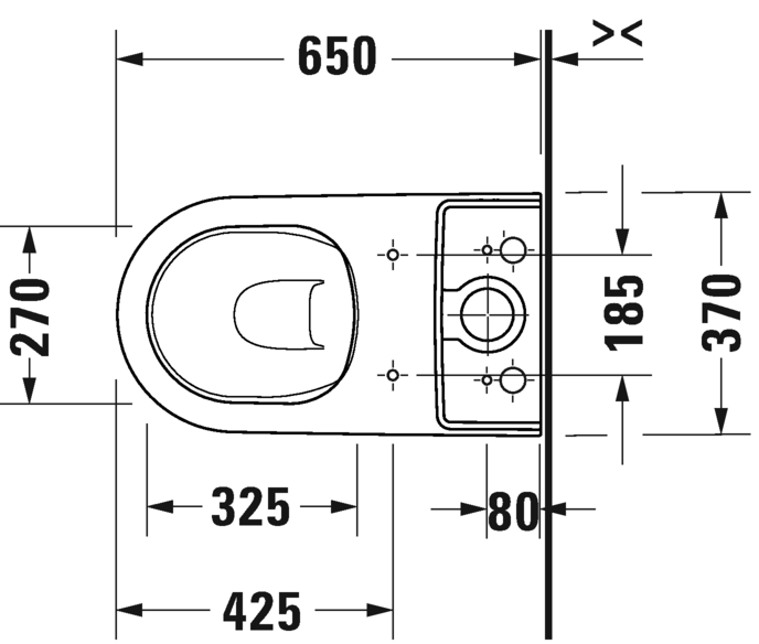 Унитаз напольный Duravit D-Neo Rimless 2002090000 370 мм х 650 мм, с вертикальным смывом, Vario, без смывного края, с креплением, белый