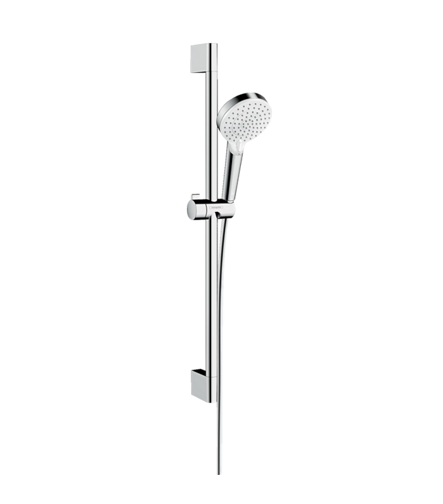 Душевой гарнитур HANSGROHE Crometta Vario 26534400 со штангой 65 см, с ручным душем и шлангом, с EcoSmart, цвет Белый/Хром