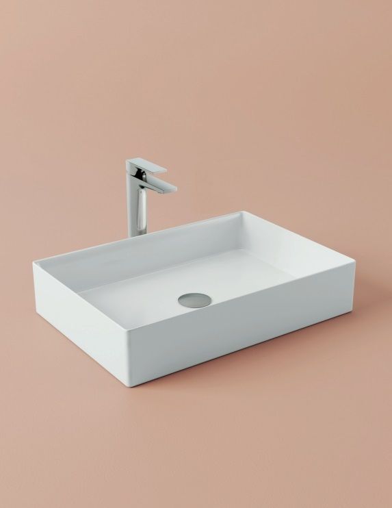 Раковина накладная ARTCERAM SCALINO SCL002 01 00 550 мм х 380 мм, без отверстия под смеситель, без перелива, белый глянцевый