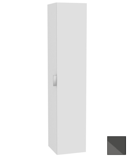 Шкаф - пенал высокий подвесной KEUCO EDITION 11 31331 110002 петли справа, с корзиной для белья, корпус матовый лак/фасад глянцевое стекло, антрацит
