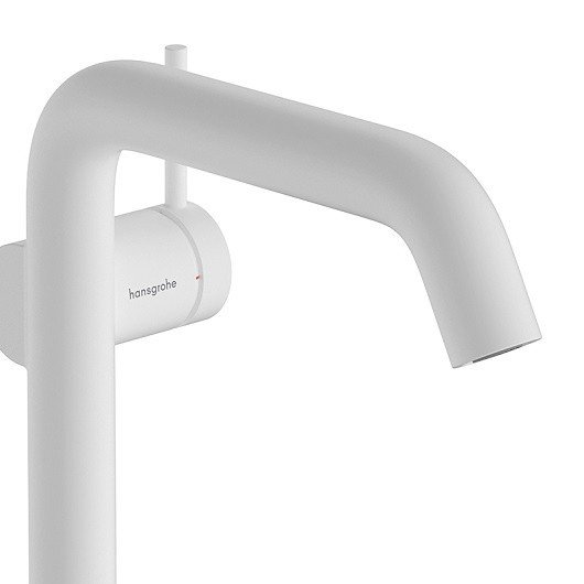 Однорычажный смеситель для раковины Hansgrohe Tecturis S 73370700 с CoolStart, с EcoSmart+, со сливным гарнитуром, цвет Белый матовый