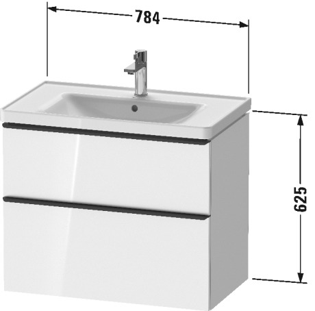 Тумба подвесная под раковину DURAVIT D-Neo DE435503535 784 мм х 452 мм, с выдвижным ящиком и выдвижным отделением, дуб терра
