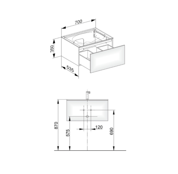 Тумба подвесная под раковину KEUCO EDITION 11 31341 850000 с одним выдвижным фронтом, корпус/фасад шпон, табачный дуб