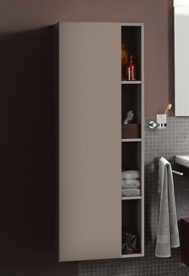 Шкаф высокий Duravit DuraStyle DS1238L0707 с тремя открытыми полками, бетонно-серый матовый